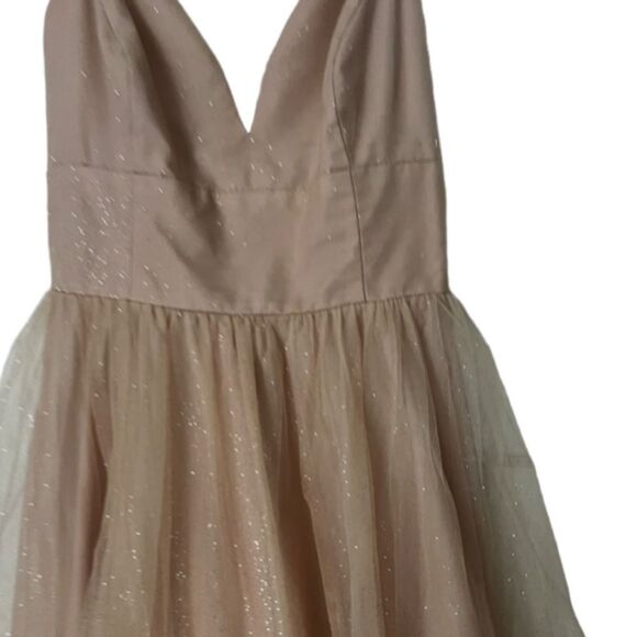 Jules & Cleo lace up glitter tule ball gown ROSEGOLD SIZE 18 - Picture 8 of 16